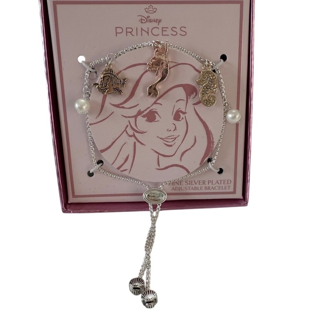 Disney Princess Ariel The Little Mermaid Silver Plated Adjustable Charm Bracelet